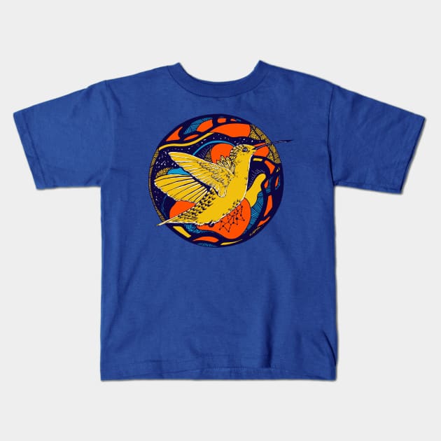 Orange Blue Circle of The Hummingbird Kids T-Shirt by kenallouis